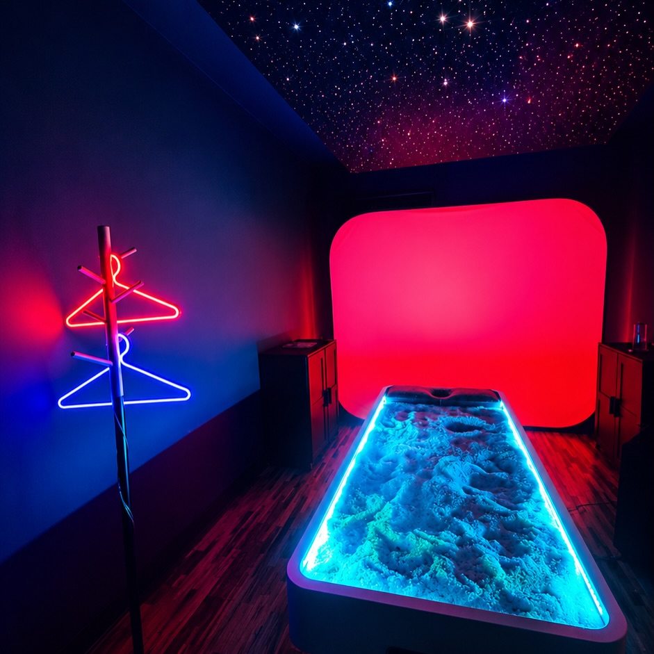 Sala emozionale con lettino su sale rosa e cielo stellato
